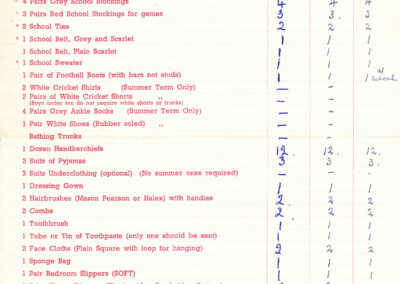 HH List of Clothes DH 1951-52